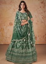 Faux Georgette Green Wedding Wear Embroidery Work Lehenga Choli